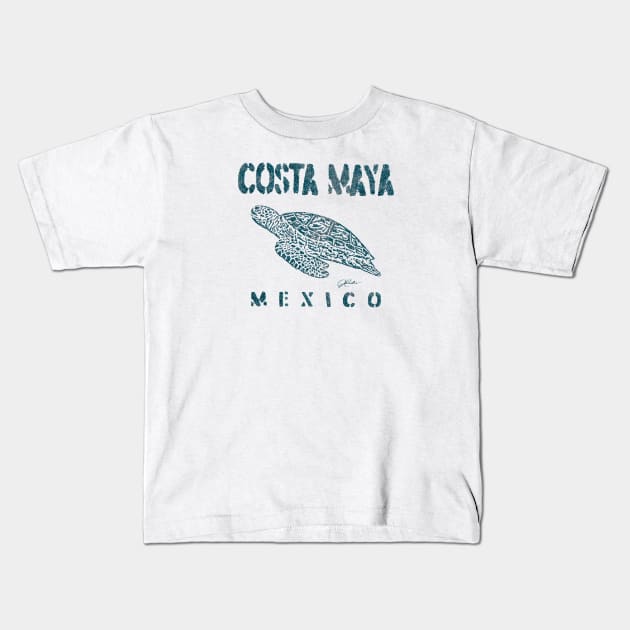 Costa Maya, Mexico, Gliding Sea Turtle Kids T-Shirt by jcombs